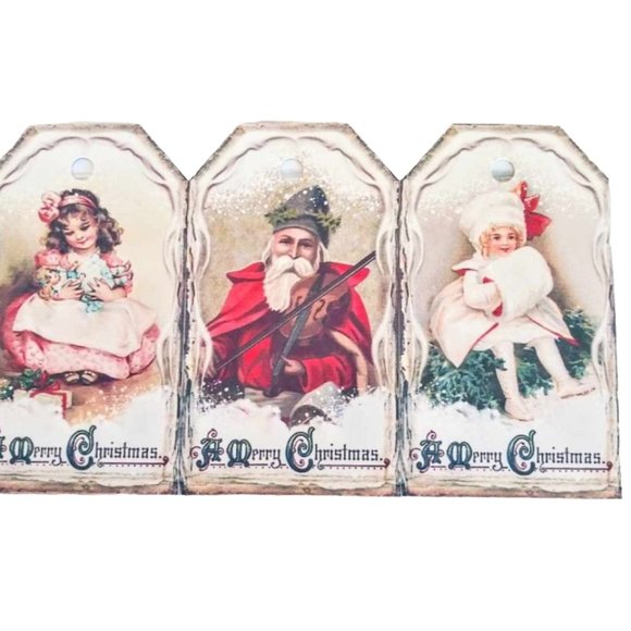 12 Pc Set! Large Victorian Christmas Gift Tags - Picture 5 of 6